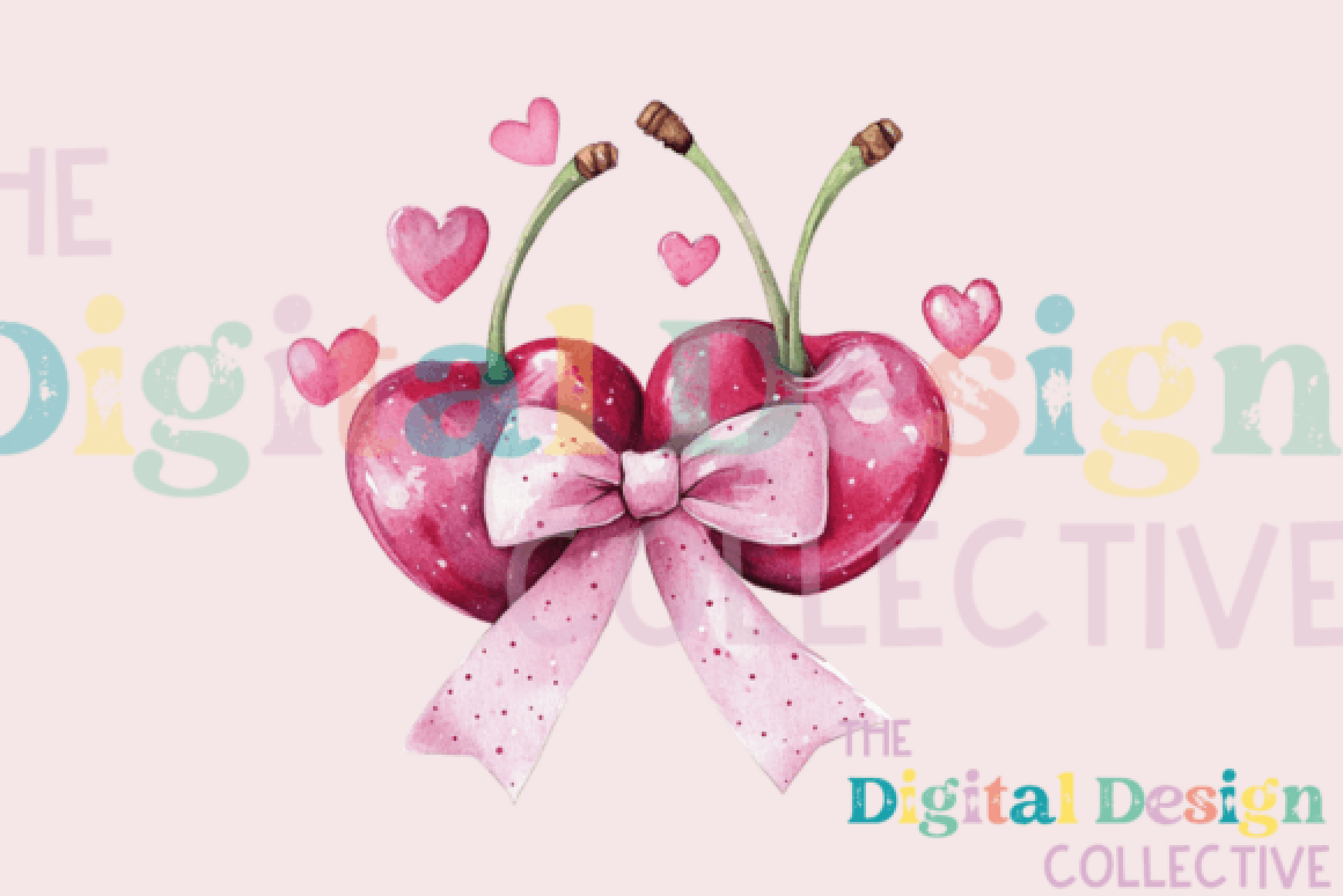 Valentine's Day Coquette Bow Cherry Design Clipart Bundle