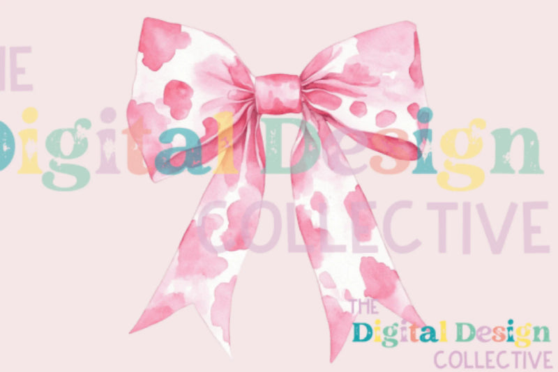 Pink Cow Print Coquette Bow Clipart Bundle - CraftNest - Digital Crafting and Art