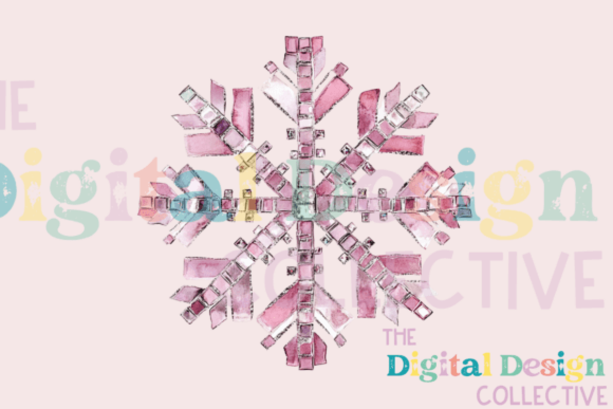 Pink Disco Snowflake Clipart Bundle