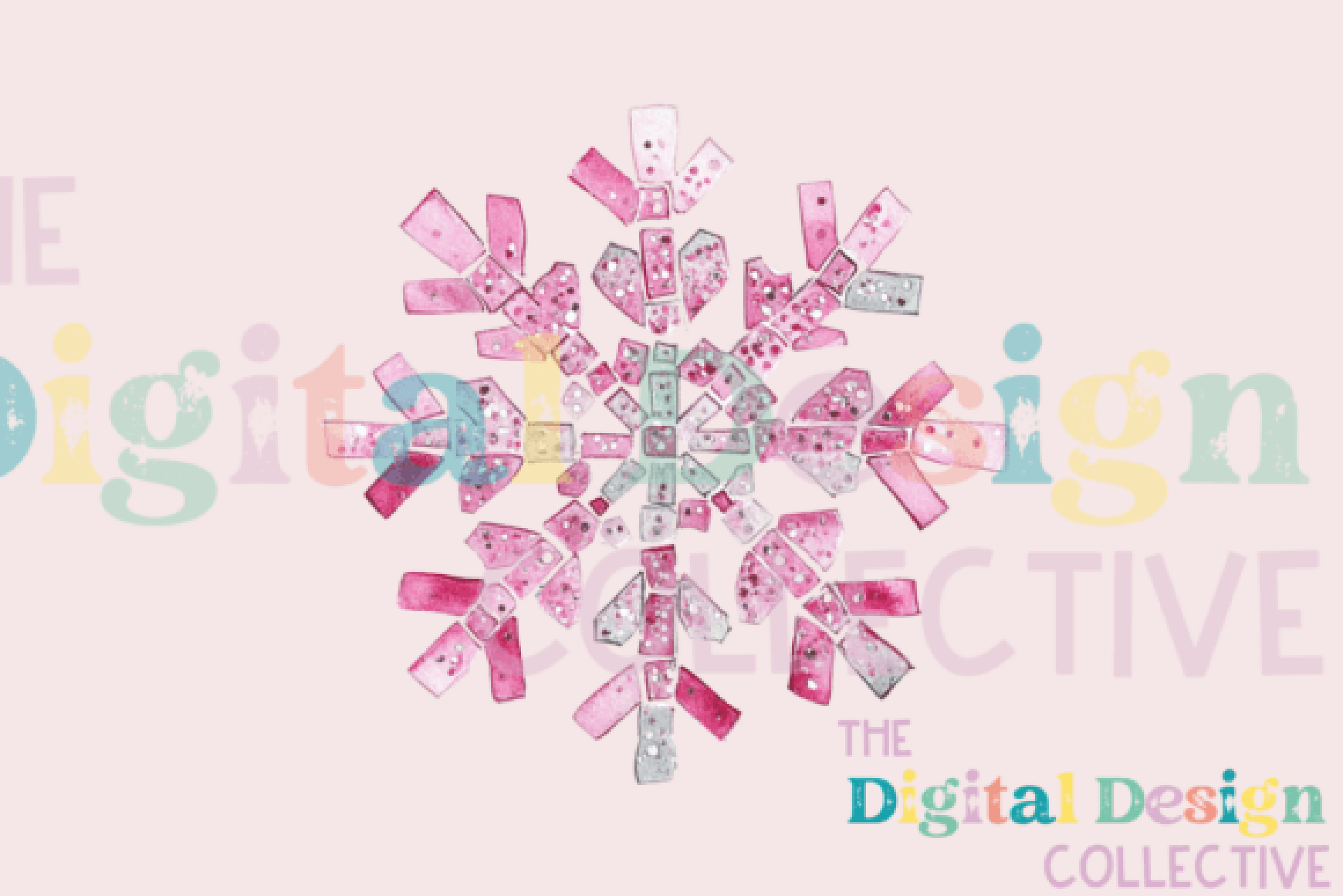 Pink Disco Snowflake Clipart Bundle