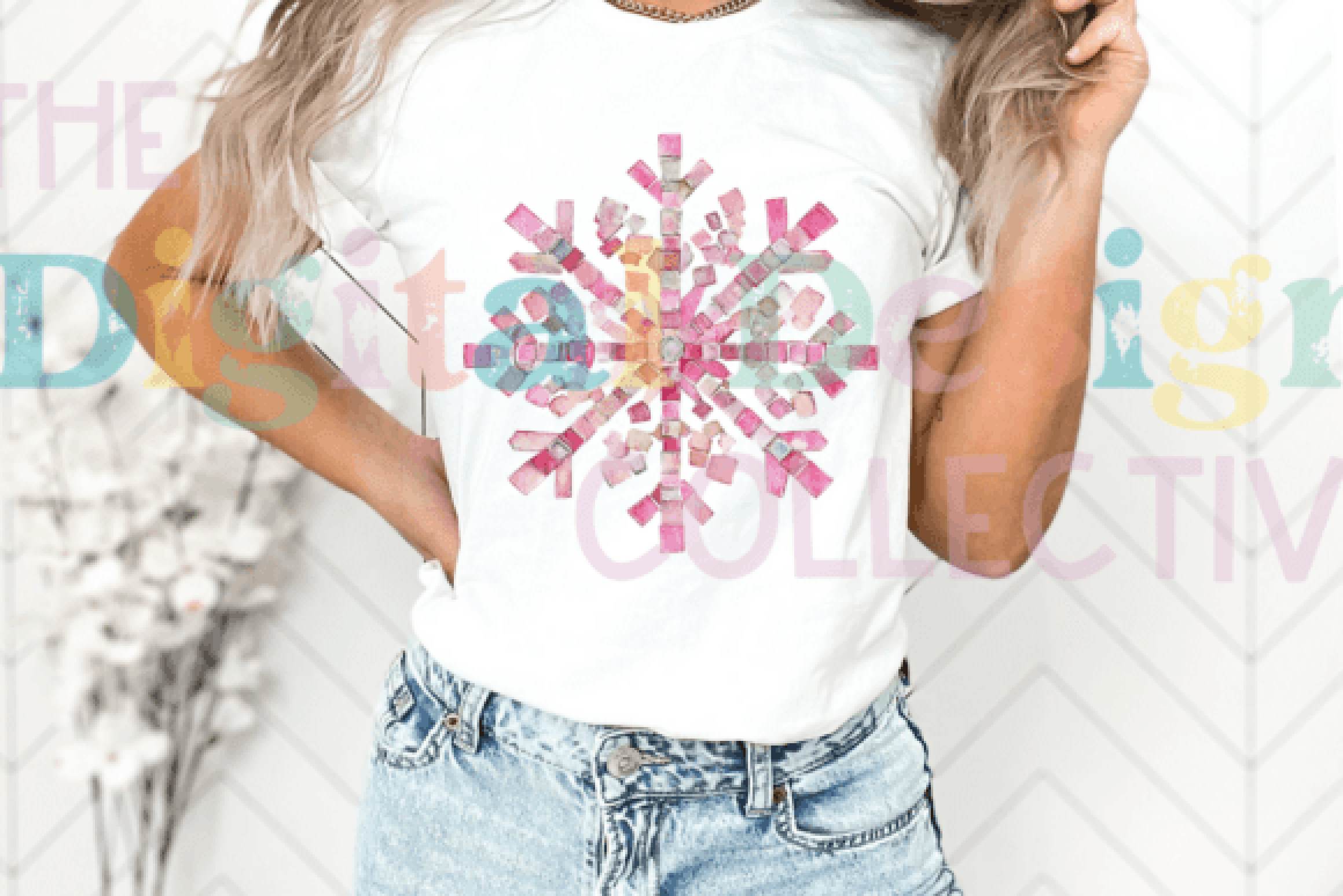 Pink Disco Snowflake Clipart Bundle