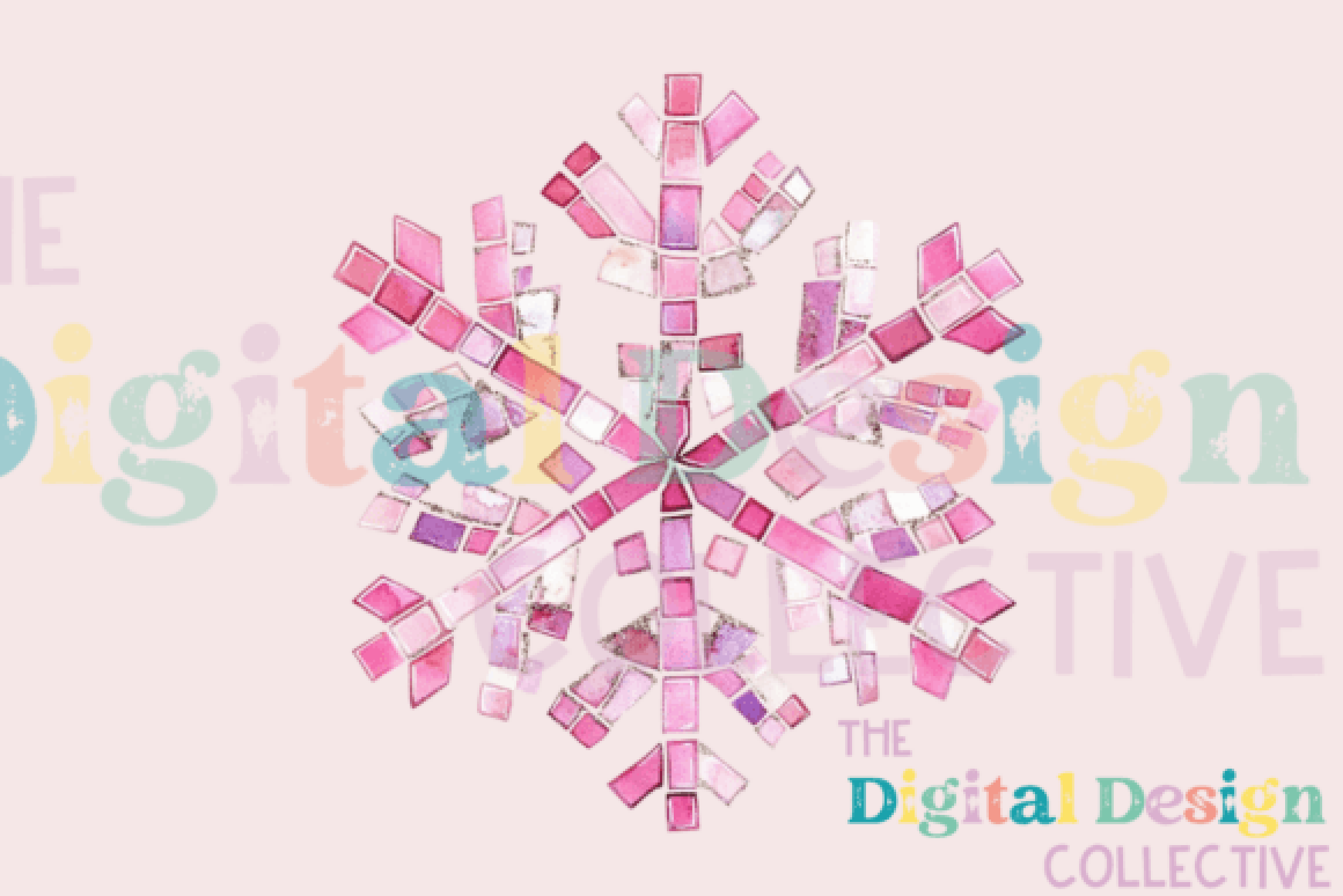 Pink Disco Snowflake Clipart Bundle