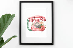 Pink Floral Vintage Phone Clipart Bundle - CraftNest - Digital Crafting and Art