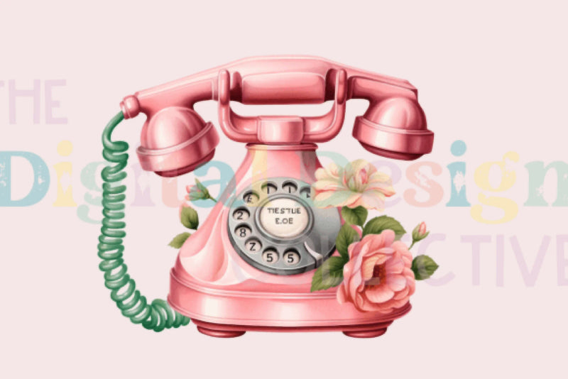 Pink Floral Vintage Phone Clipart Bundle - CraftNest - Digital Crafting and Art