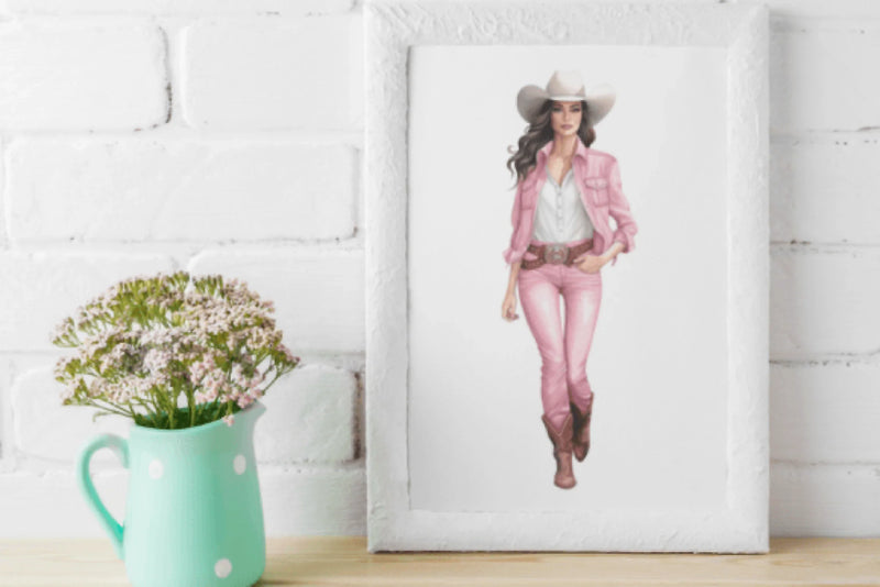 Pink Girl Cowboy Clipart Bundle - CraftNest - Digital Crafting and Art