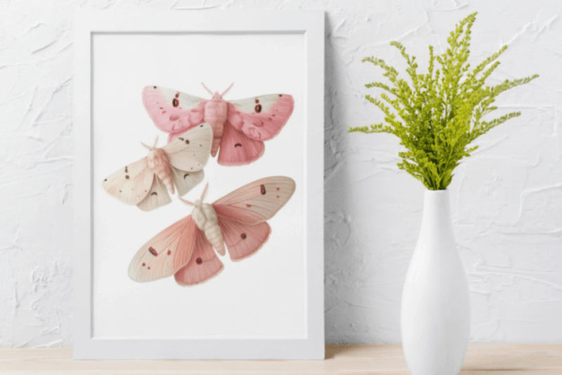 Pink Moth and Floral Clipart Bundle - CraftNest - Digital Crafting and Art