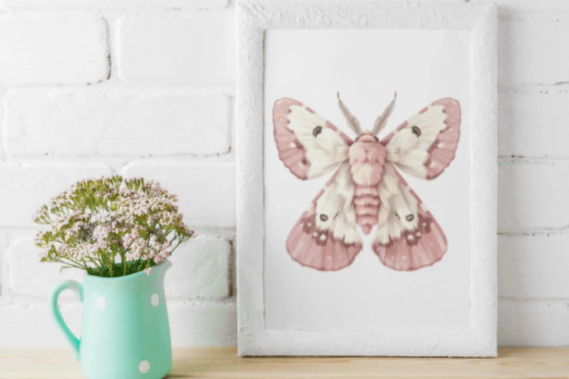Pink Moth and Floral Clipart Bundle - CraftNest - Digital Crafting and Art