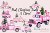 Pink Christmas Package Trucks Clipart Bundle