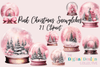 Pink Snow Globe Christmas Clipart Bundle