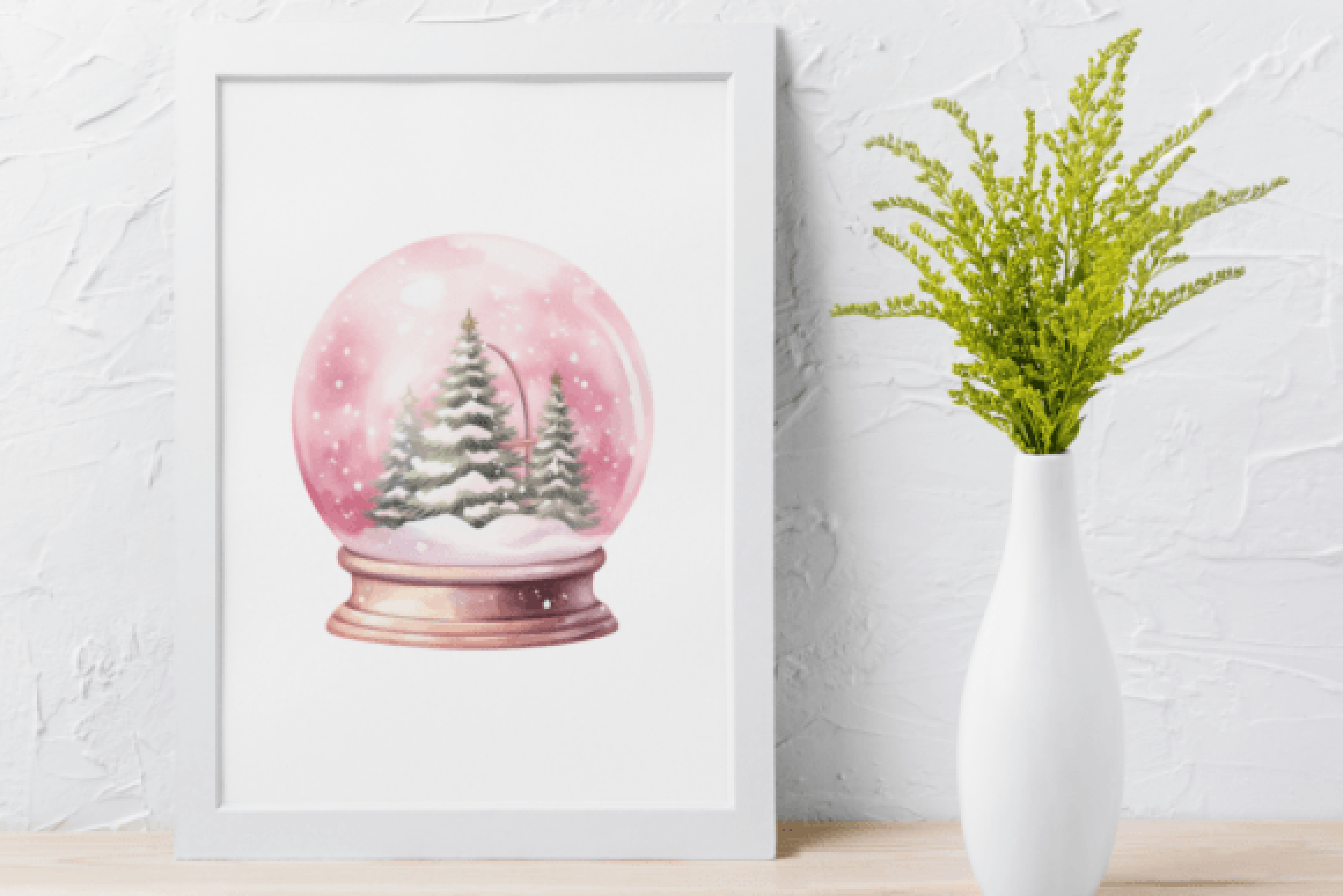 Pink Snow Globe Christmas Clipart Bundle