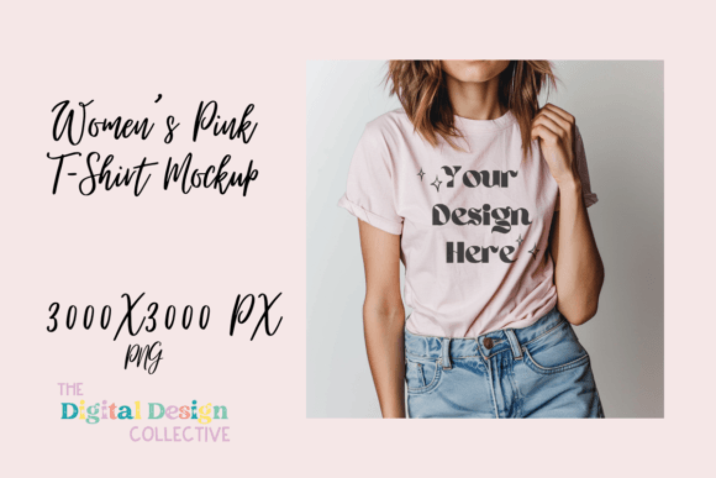 Pink Bella Canvas 3001 T-Shirt Mockup