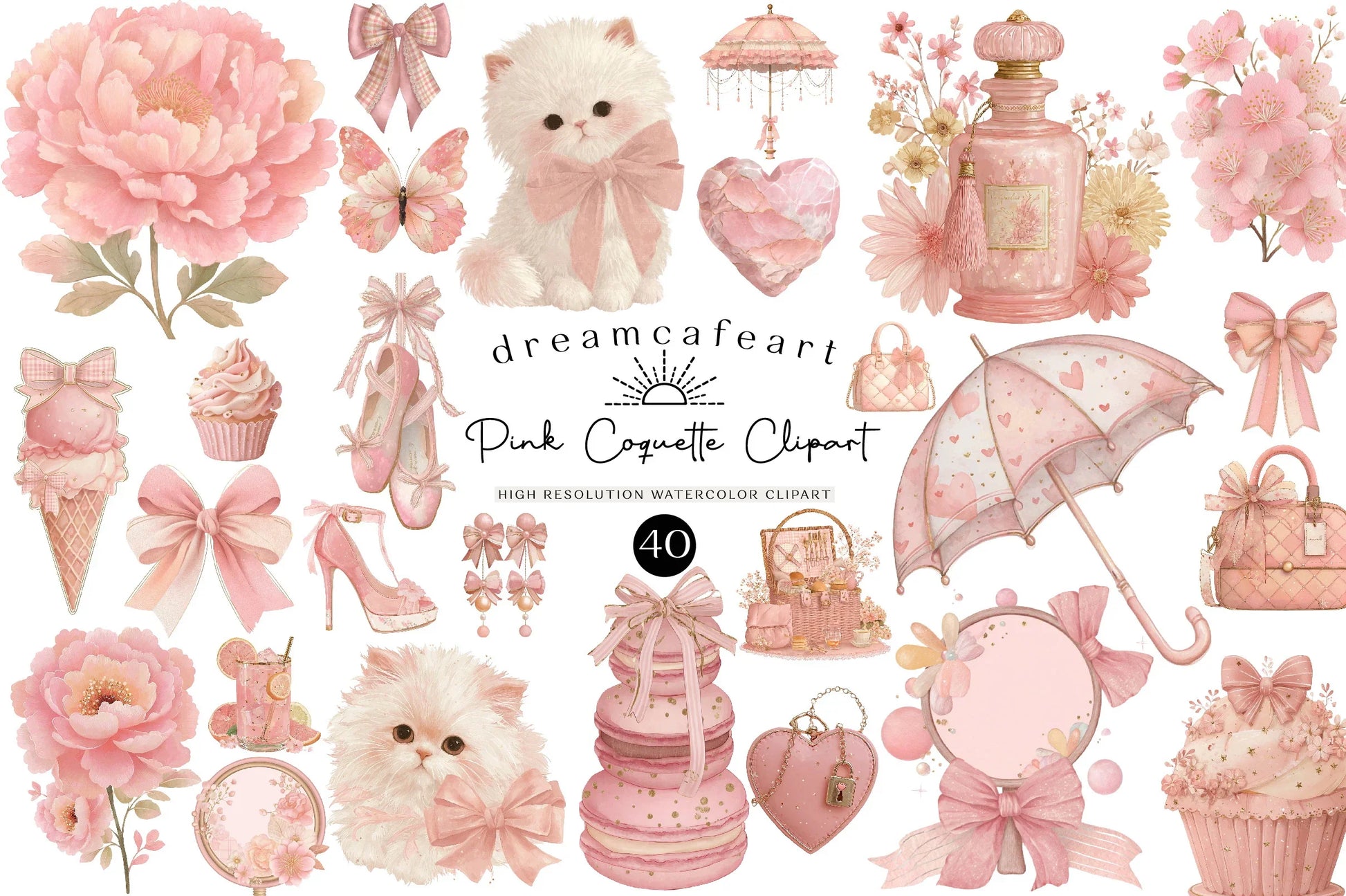 Pink Coquette Aesthetic Clipart Bundle - CraftNest - Digital Crafting and Art