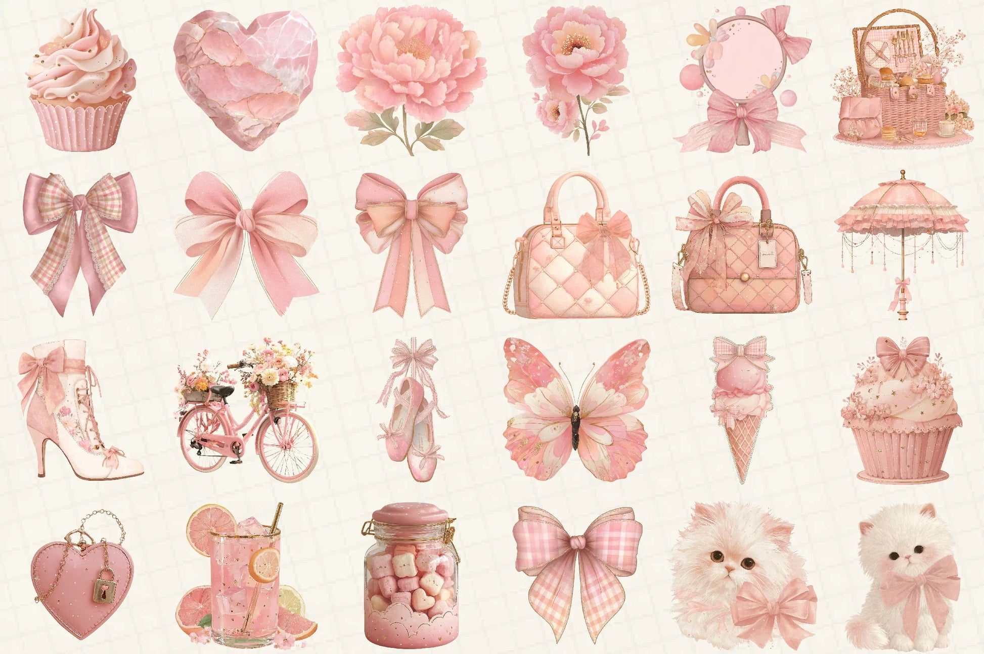 Pink Coquette Aesthetic Clipart Bundle - CraftNest - Digital Crafting and Art