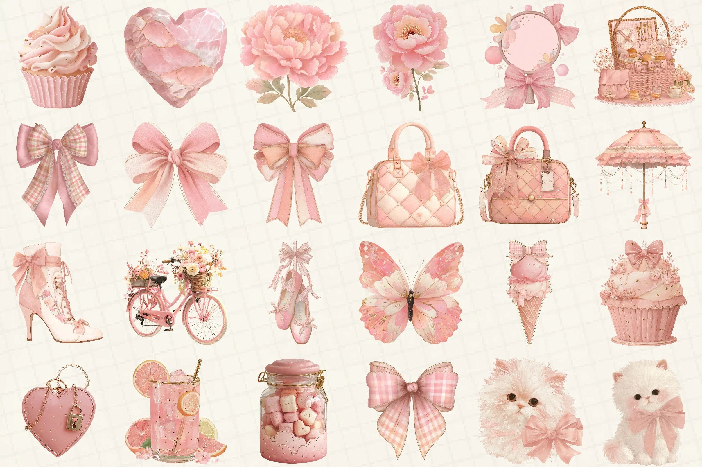 Pink Coquette Aesthetic Clipart Bundle - CraftNest - Digital Crafting and Art