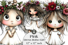 Pink Boho Girl Clipart Bundle - CraftNest - Digital Crafting and Art