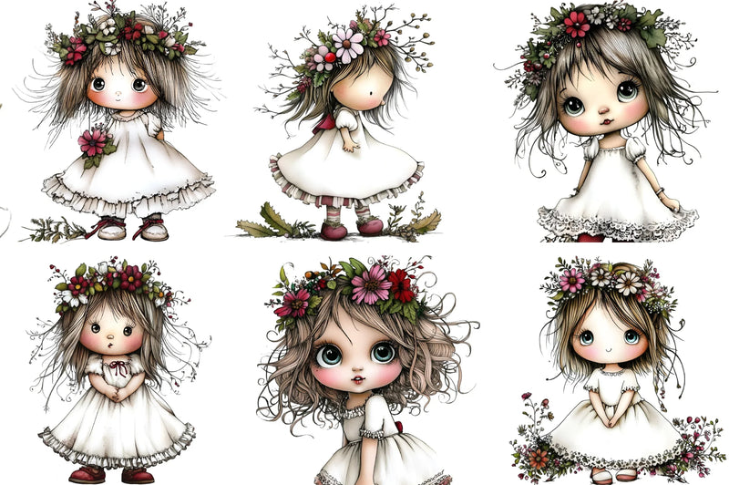 Pink Boho Girl Clipart Bundle - CraftNest - Digital Crafting and Art
