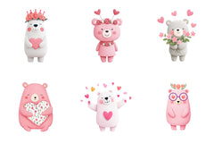 Pink Floral Valentine's Day Bear Clipart Bundle - CraftNest - Digital Crafting and Art