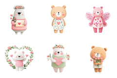 Pink Floral Valentine's Day Bear Clipart Bundle - CraftNest - Digital Crafting and Art