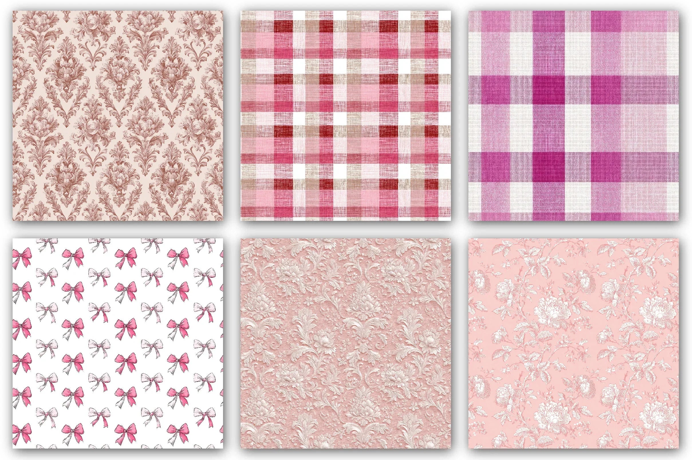 Pink French Toile De Jouy Pattern Clipart Bundle - CraftNest - Digital Crafting and Art