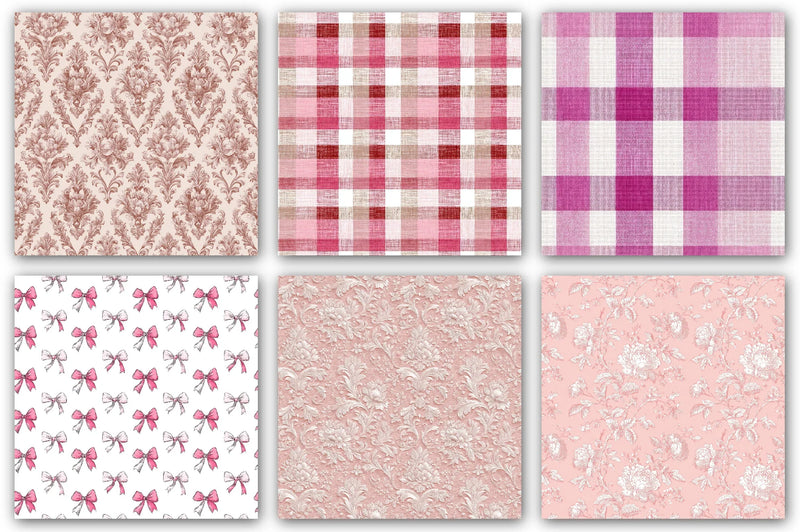 Pink French Toile De Jouy Pattern Clipart Bundle - CraftNest - Digital Crafting and Art