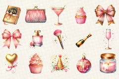 Pink Happy New Year Clipart Bundle - CraftNest - Digital Crafting and Art