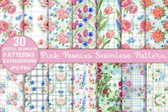 Pink Peonies Seamless Pattern Digital Paper - CraftNest - Digital Crafting and Art