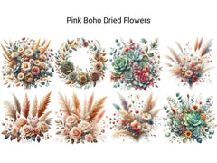 Pink Boho Dried Flowers - CraftNest - Digital Crafting and Art