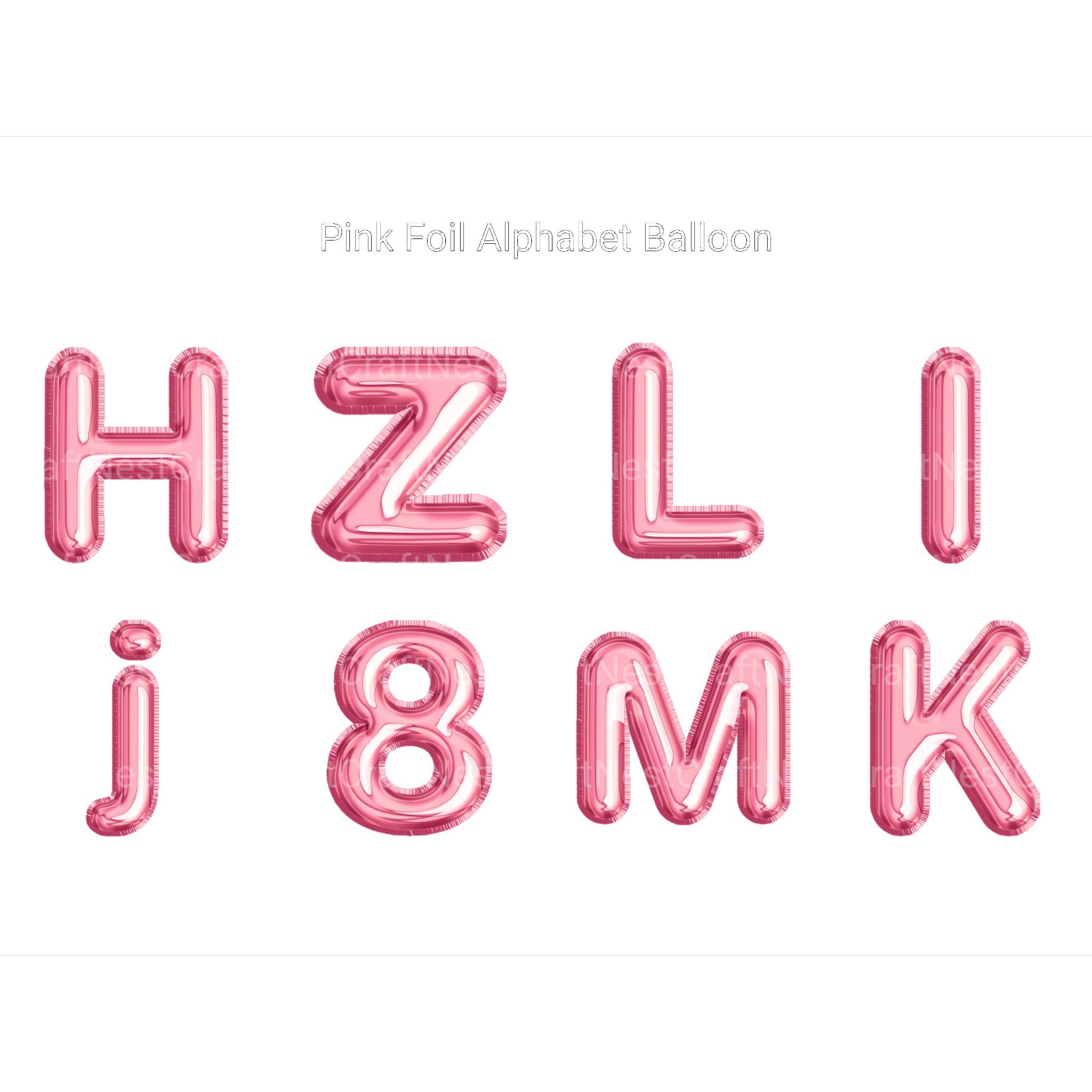 Pink Foil Alphabet Balloon Clipart - CraftNest - Digital Crafting and Art