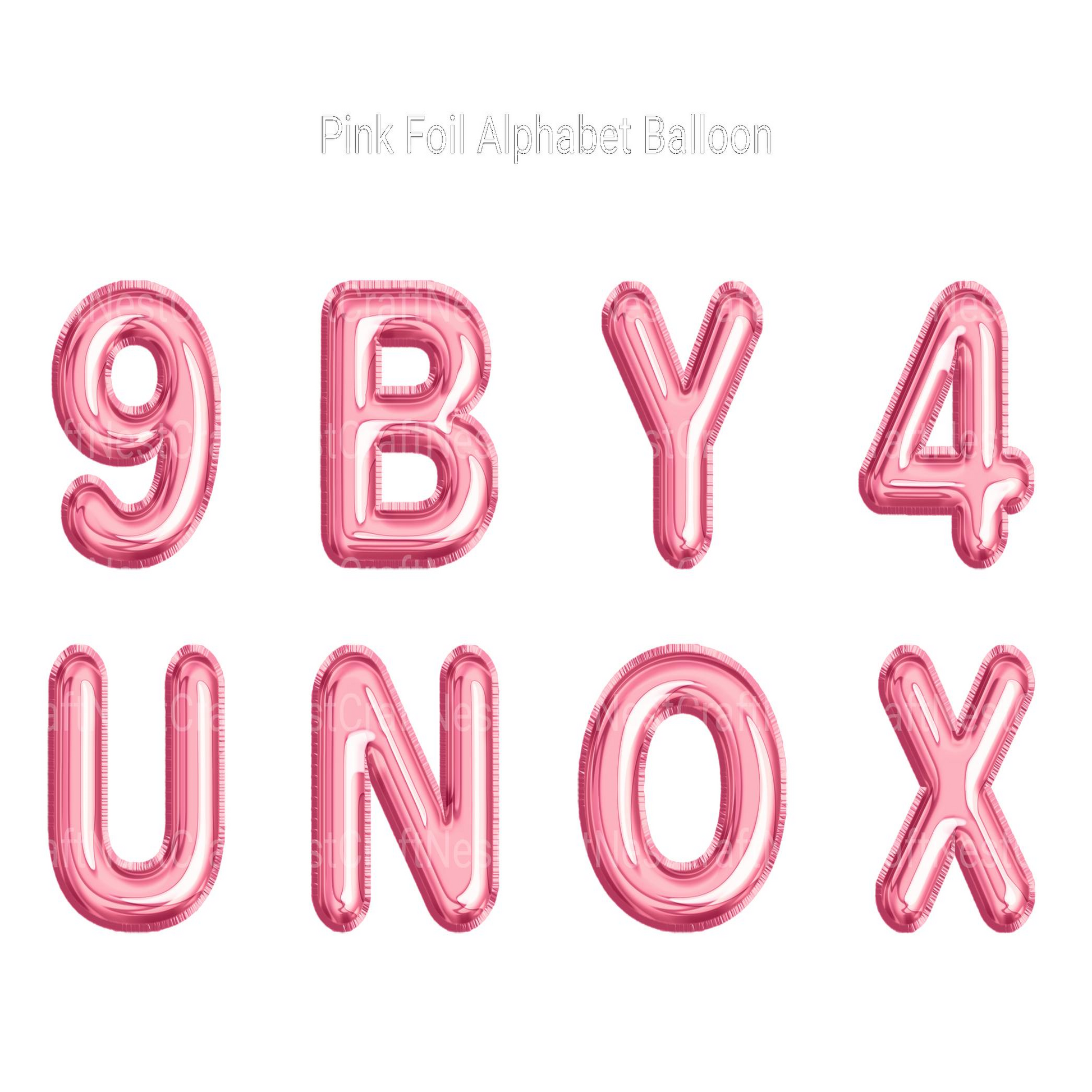 Pink Foil Alphabet Balloon Clipart - CraftNest - Digital Crafting and Art