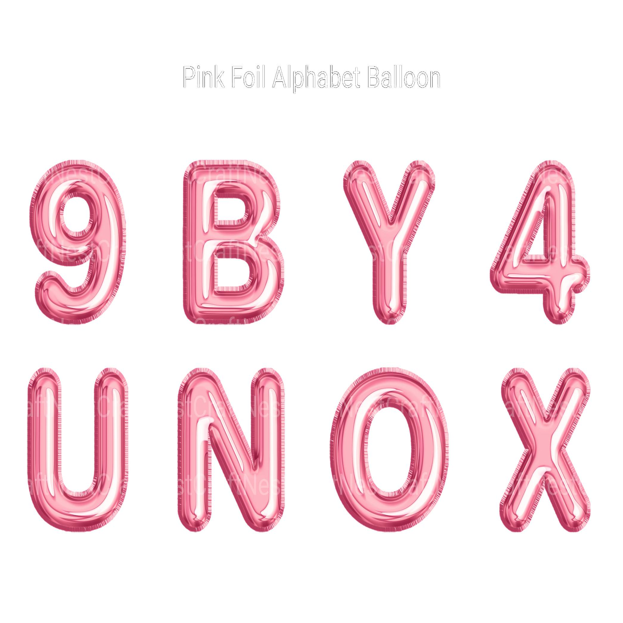 Pink Foil Alphabet Balloon Clipart - CraftNest - Digital Crafting and Art