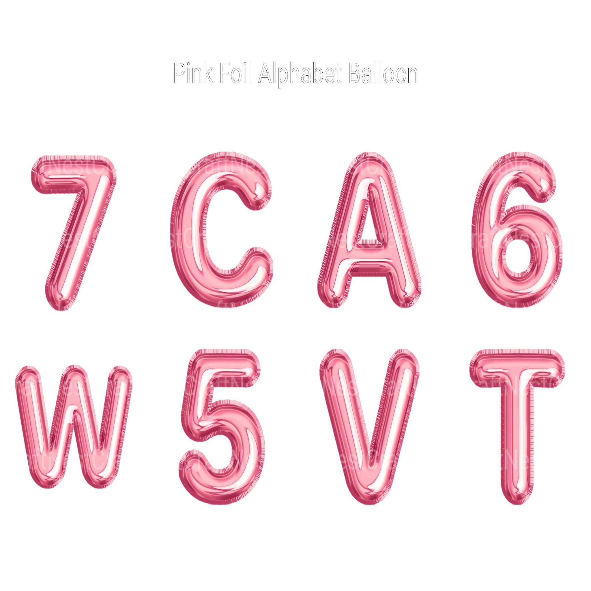 Pink Foil Alphabet Balloon Clipart - CraftNest - Digital Crafting and Art
