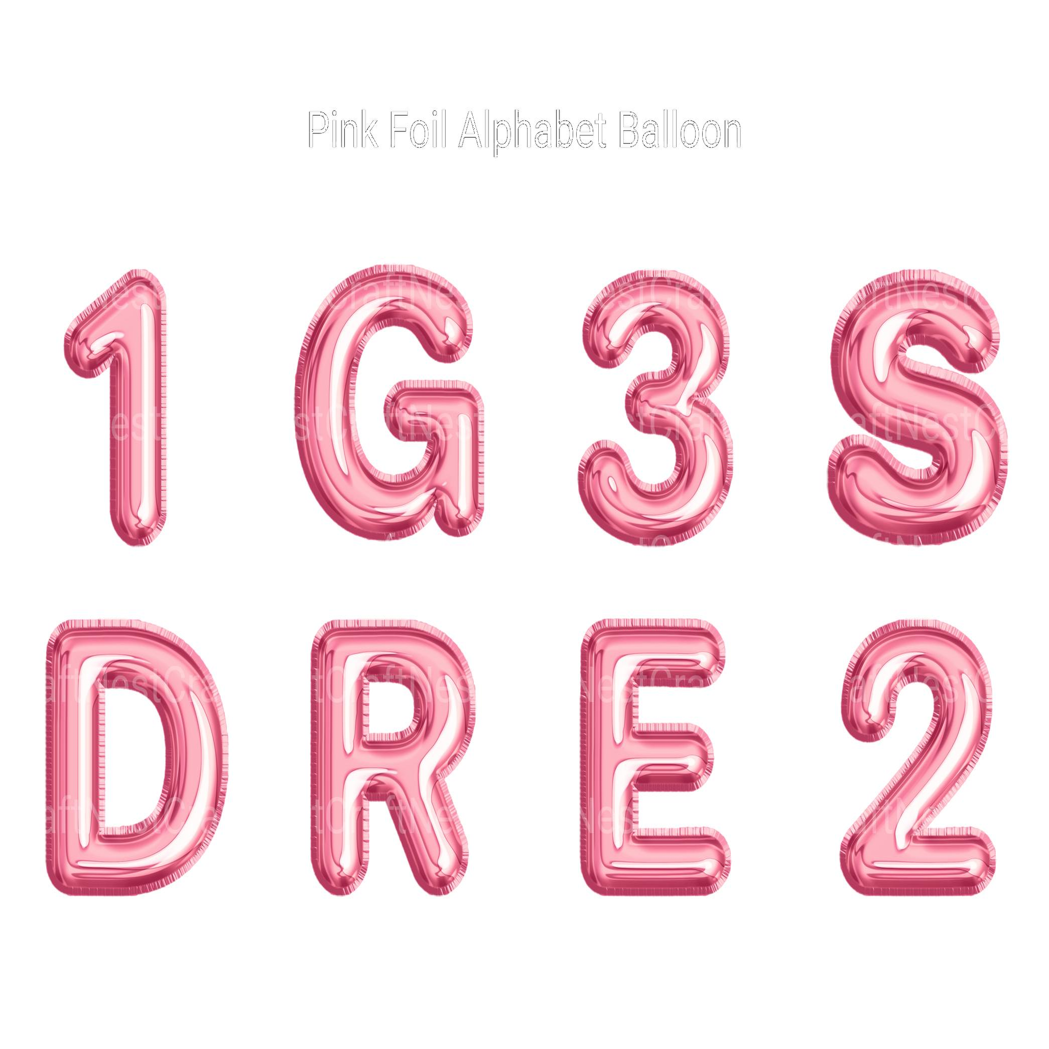 Pink Foil Alphabet Balloon Clipart - CraftNest - Digital Crafting and Art