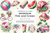 Pink And Green Summer Clipart Bundle 2