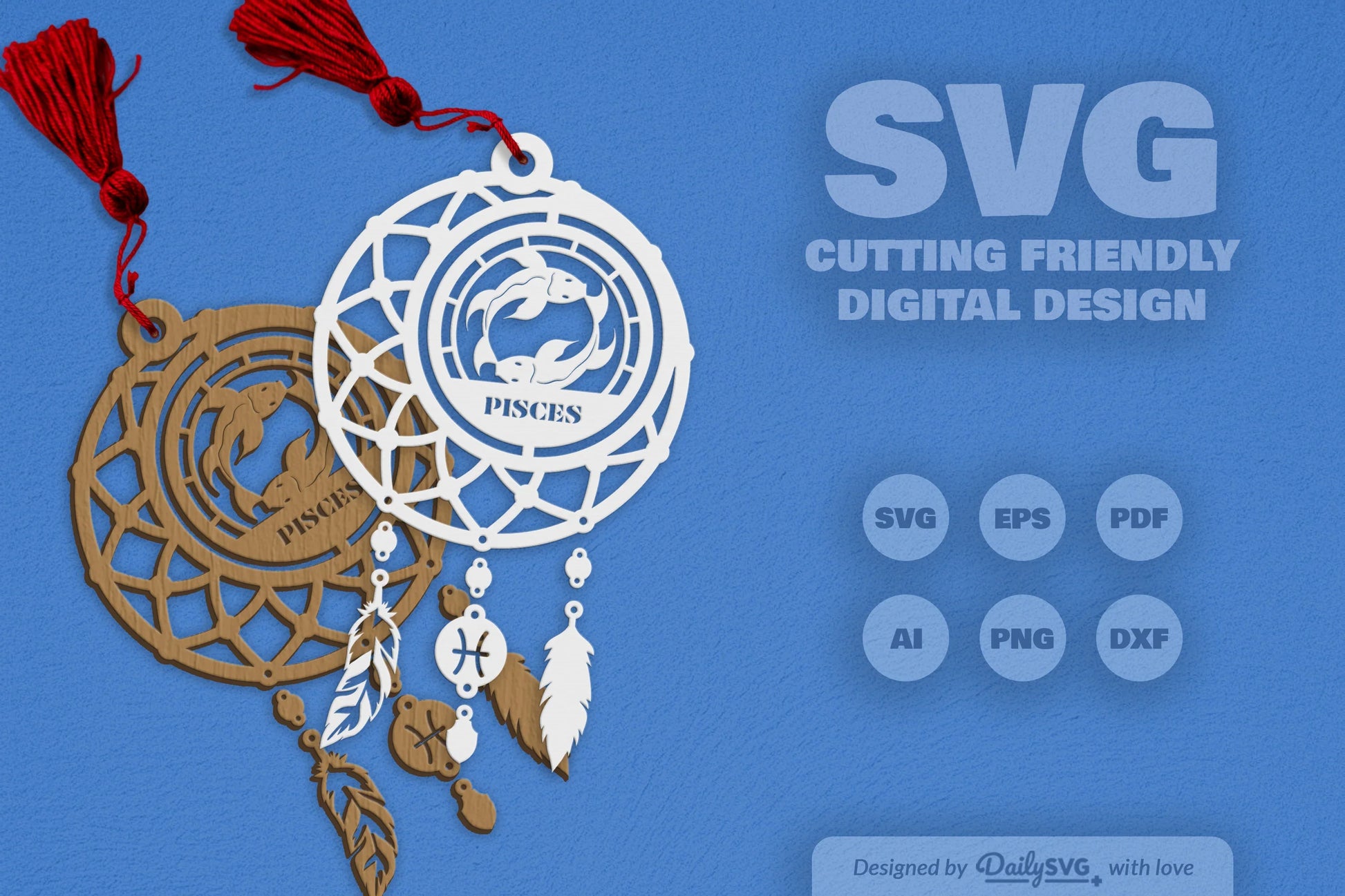 Pisces Dream Catcher Laser Cut Clipart Set - CraftNest - Digital Crafting and Art