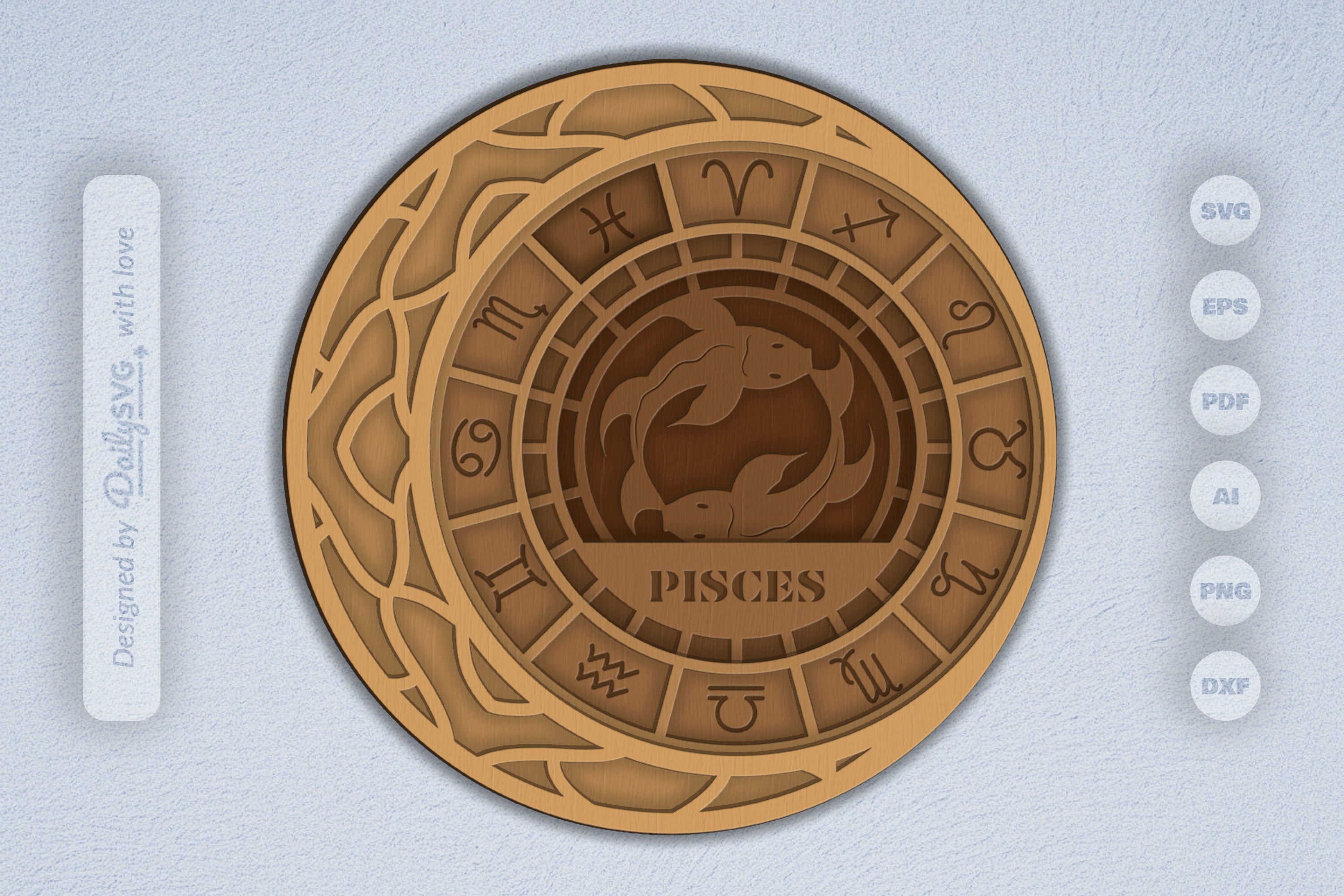 Pisces Zodiac Laser Cut SVG Bundle