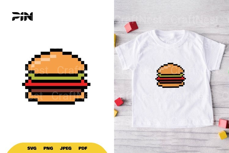 Pixel Art Fast Food 8Bit Burger Clipart Bundle - CraftNest - Digital Crafting and Art