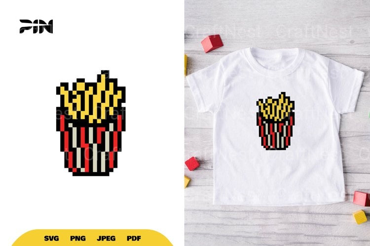 Pixel Art Fast Food 8Bit French Fries Clipart Bundle - CraftNest - Digital Crafting and Art