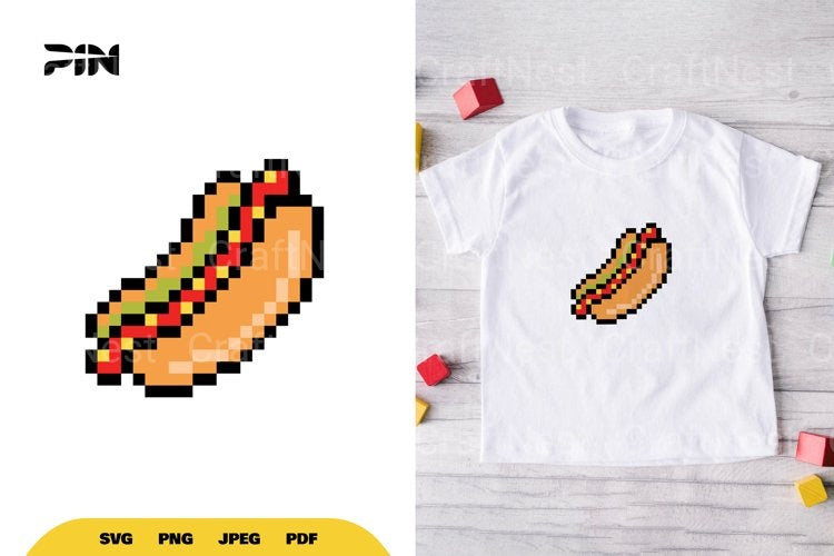 Pixel Art Fast Food 8Bit Hot Dog Clipart Bundle - CraftNest - Digital Crafting and Art
