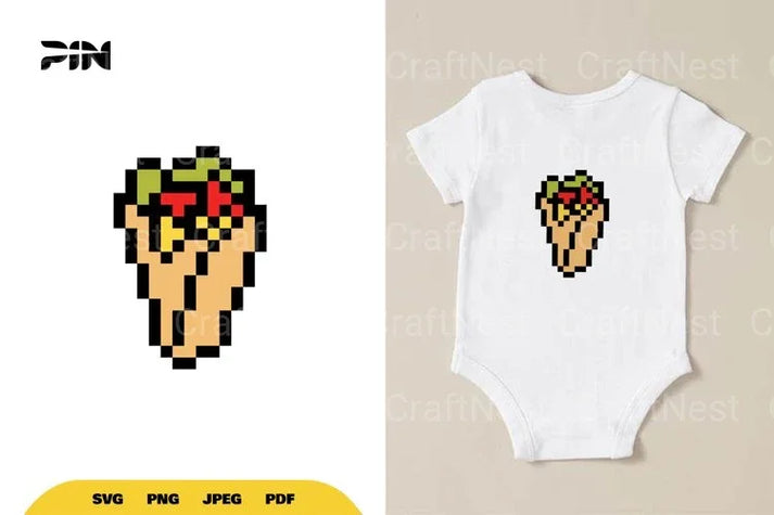 Pixel Art Fast Food 8Bit Kebab Clipart Bundle