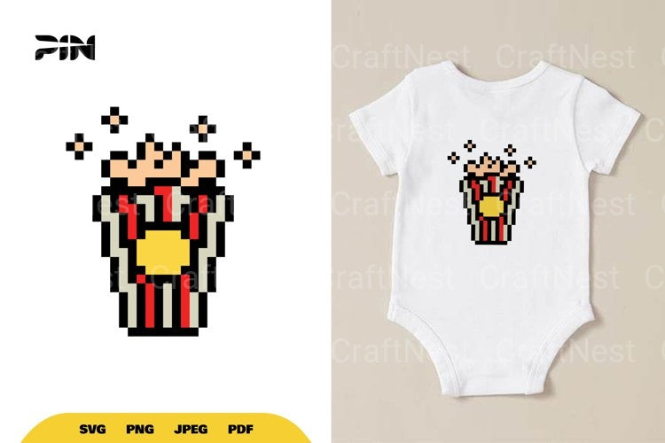 Pixel Art Fast Food 8Bit Popcorn Clipart Bundle - CraftNest - Digital Crafting and Art