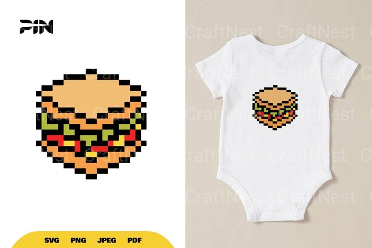 Pixel Art Fast Food 8Bit Sandwich Clipart Bundle - CraftNest - Digital Crafting and Art