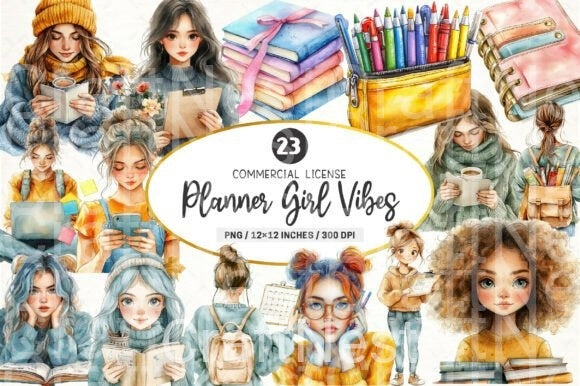 Planner Girl Vibes Clipart Bundle - CraftNest - Digital Crafting and Art