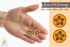 Plumeria Flower Earrings Laser Cut Design Bundle - CraftNest - Digital Crafting and Art