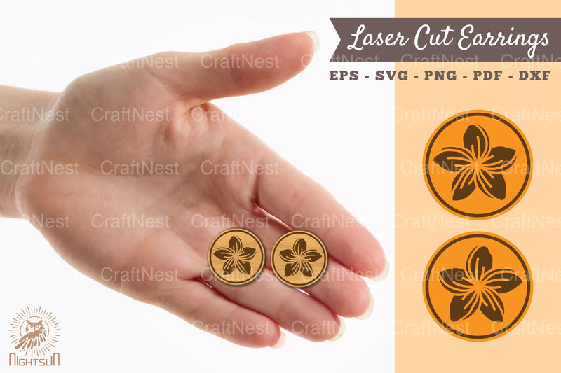 Plumeria Flower Earrings Laser Cut Design Bundle - CraftNest - Digital Crafting and Art