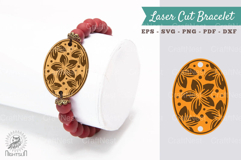 Plumeria Flower Laser Cut Bracelet Design Bundle - CraftNest - Digital Crafting and Art