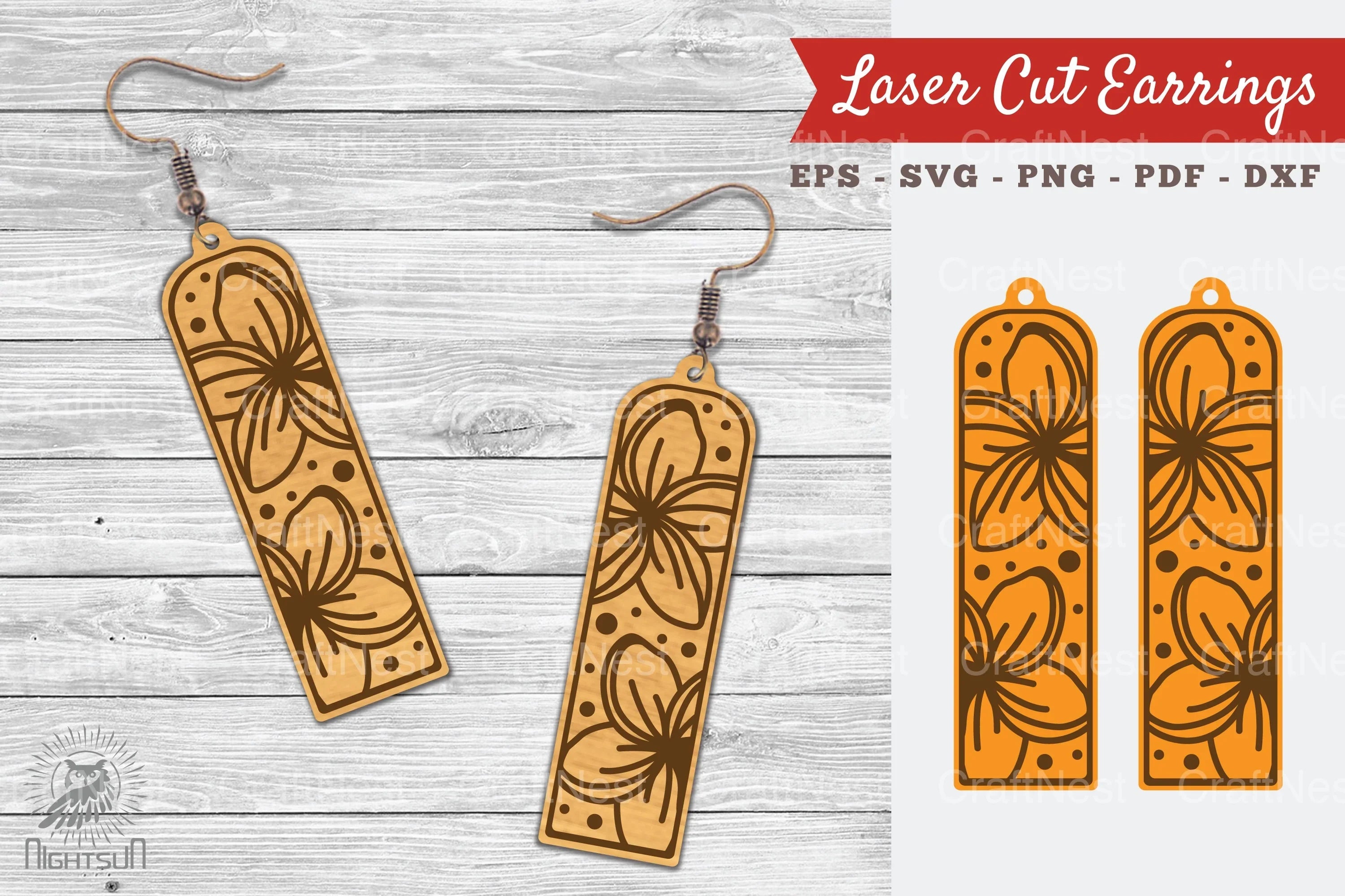 Plumeria Flower Laser Cut Earrings Design Bundle - CraftNest - Digital Crafting and Art