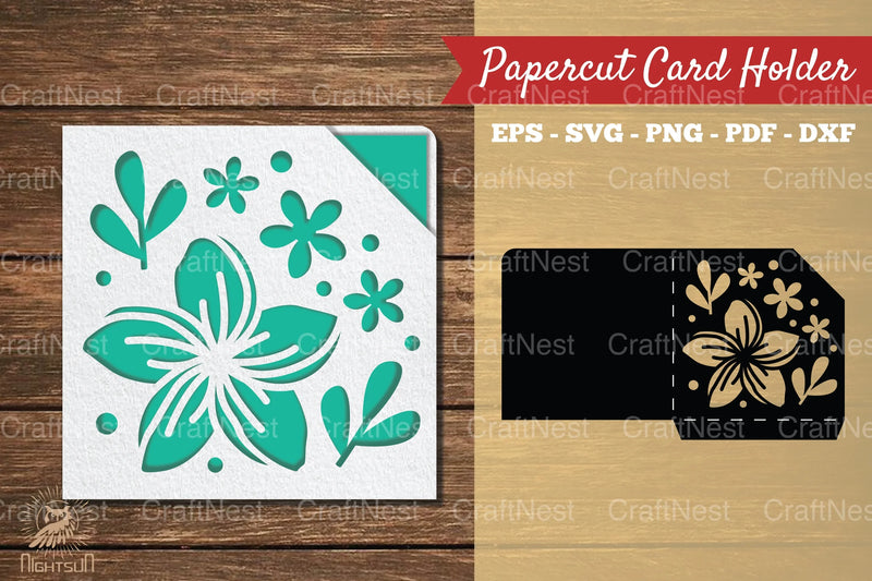 Plumeria Flower Papercut Card Holder Clipart Bundle - CraftNest - Digital Crafting and Art