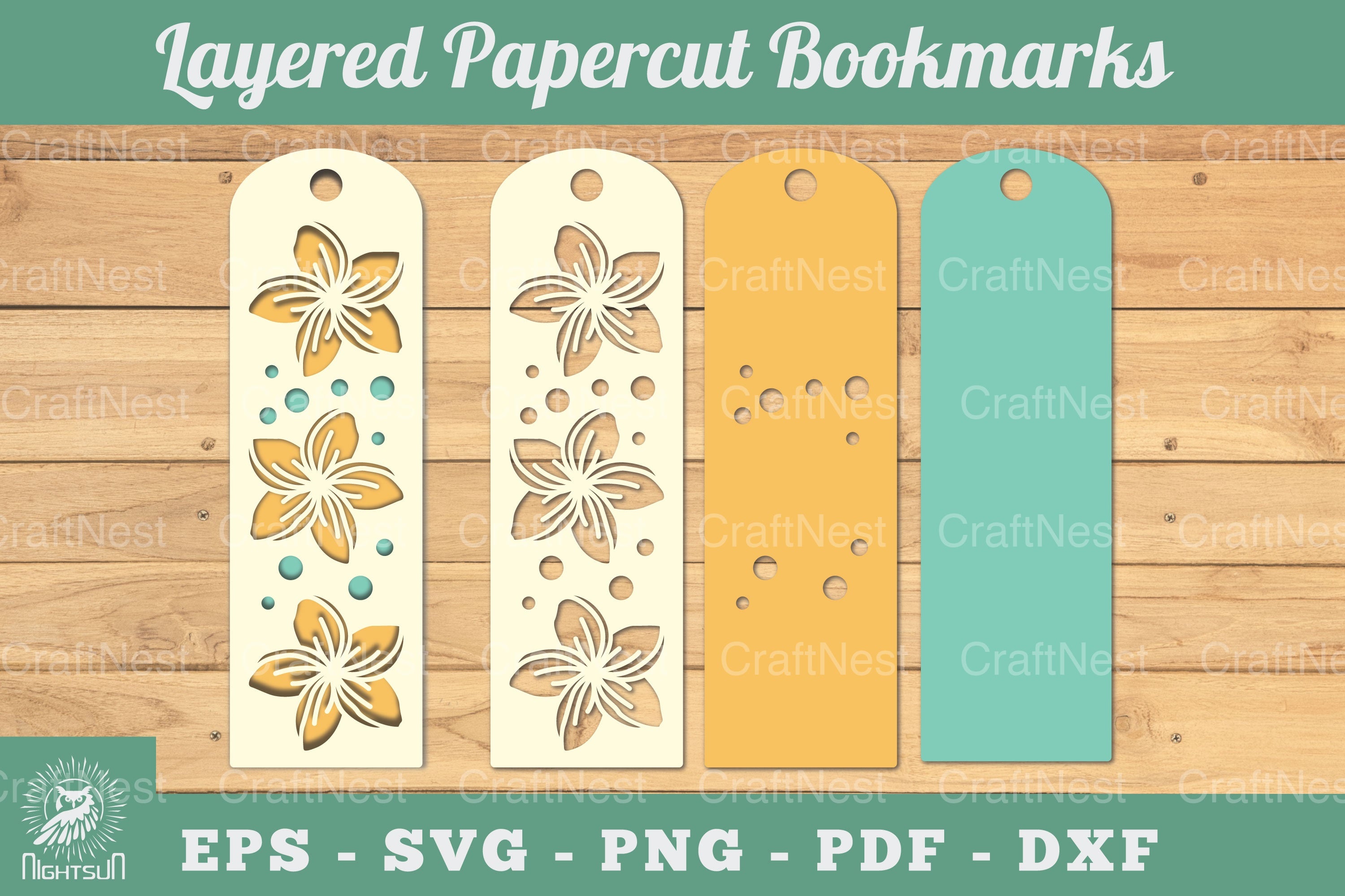 Plumeria Flowers Layered Papercut Bookmark Clipart Bundle - CraftNest - Digital Crafting and Art