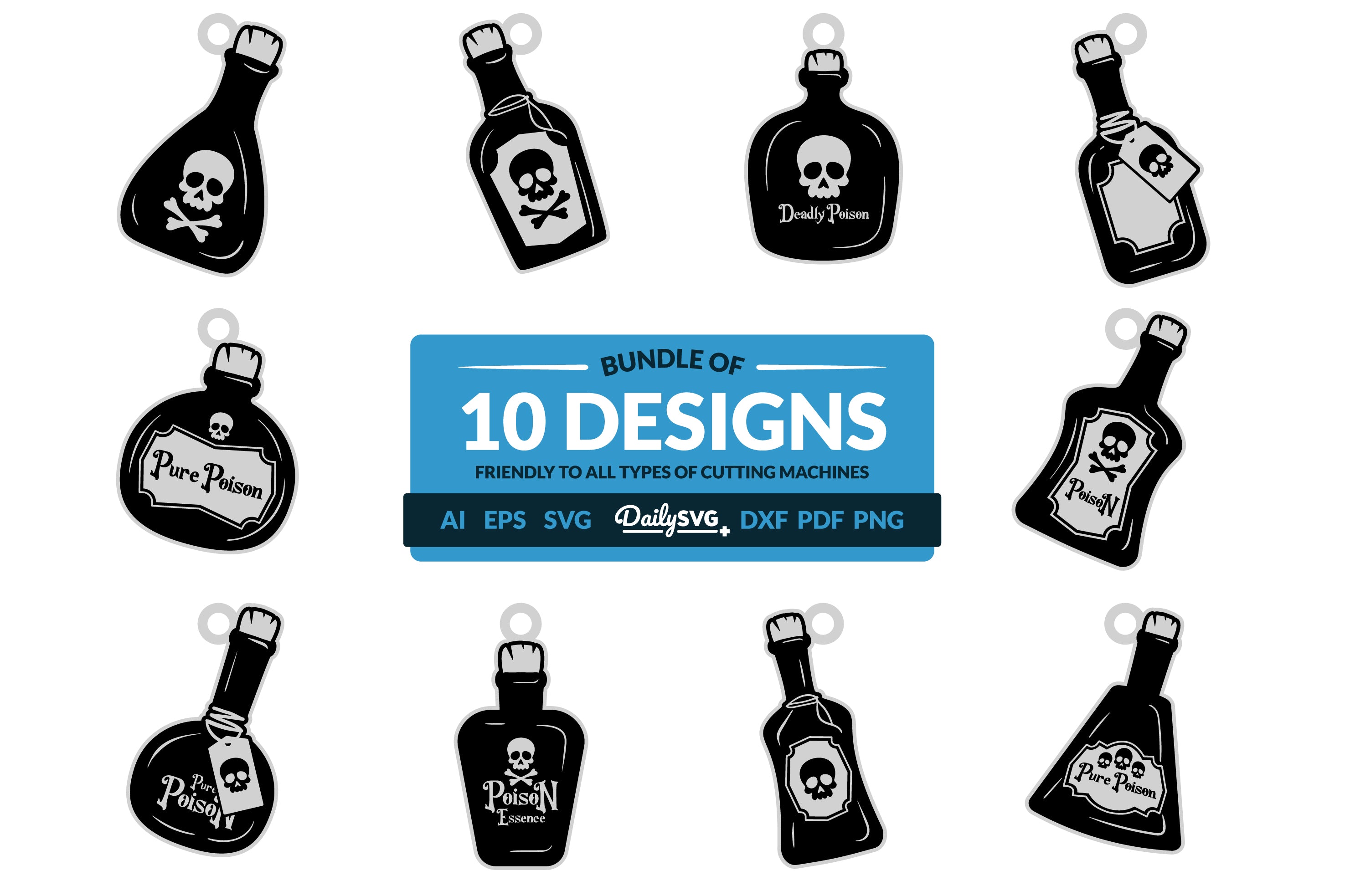 Halloween Poison Bottle Clipart - Daily SVG Bundles 1