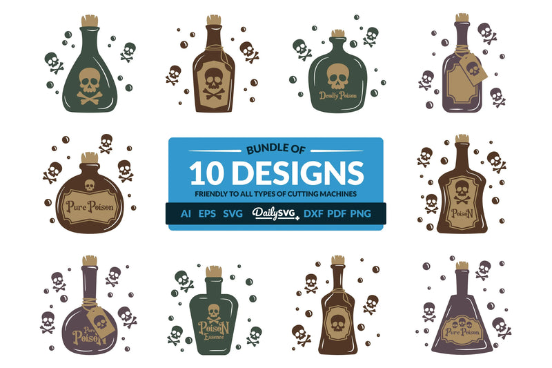 Halloween Poison Bottle Clipart - Daily SVG Bundles - CraftNest - Digital Crafting and Art